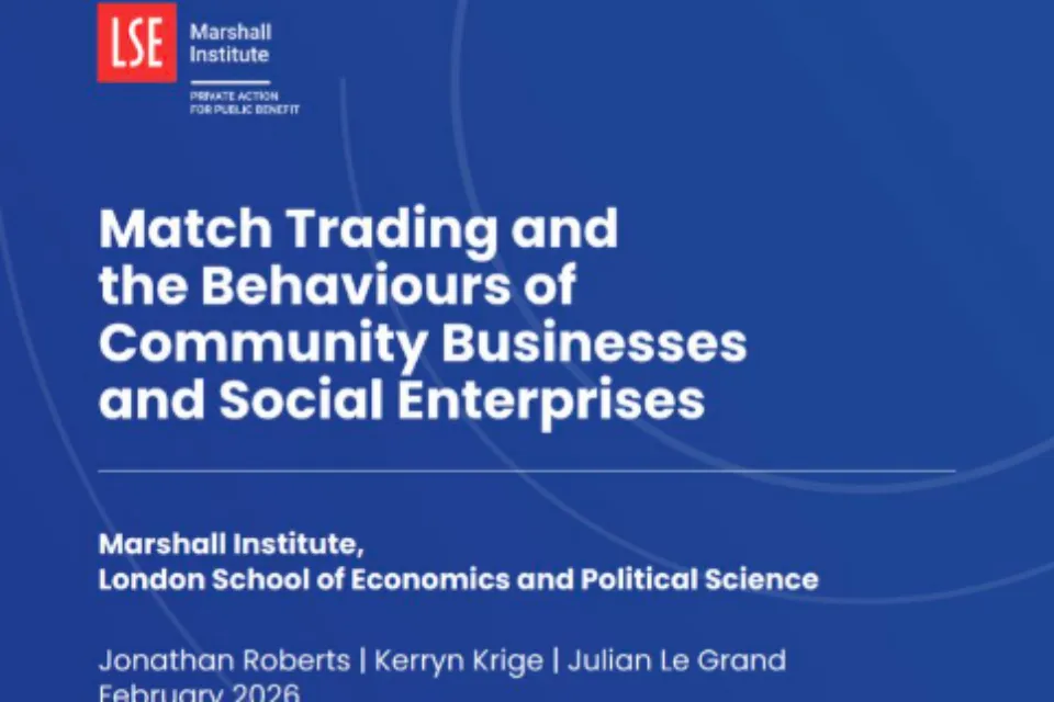 The cover of a report, reading Match Trading and the Behaviours of Community Businesses and Social Enterprises